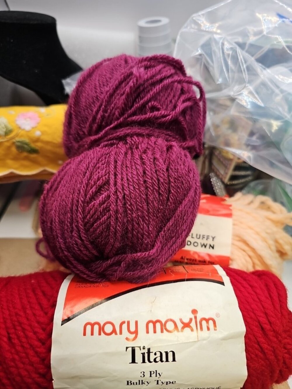 Yarn Lot Of 3 Titan 3 Ply Bulky Wintuk/ Melrose Supreme Fluffy/ 3rd Skein  Unkno
